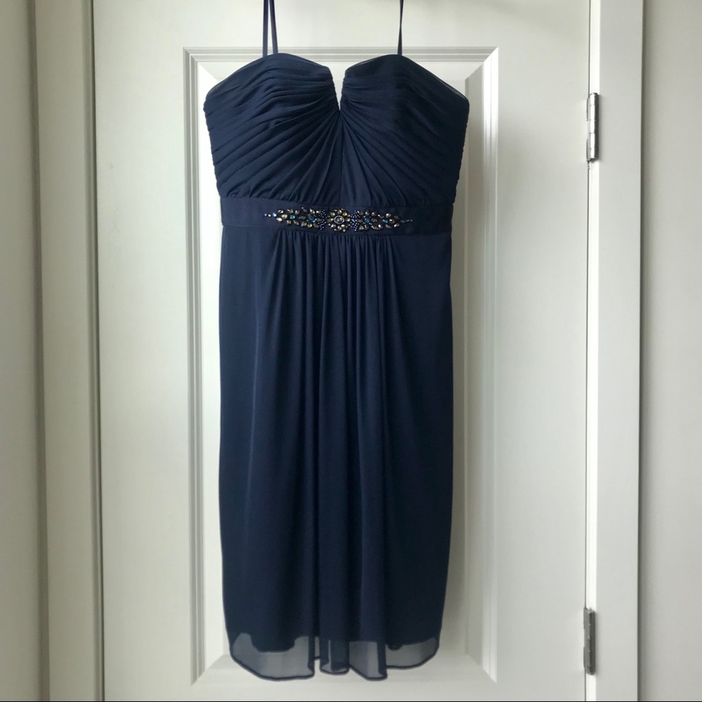 Adrianna Papell Strapless Navy Cocktail Dress NWOT - Picture 2 of 5